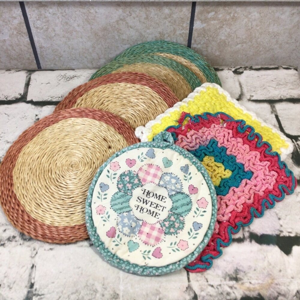 Vintage Potholders‎ Assorted Lot of 7 Country Rustic Distressed